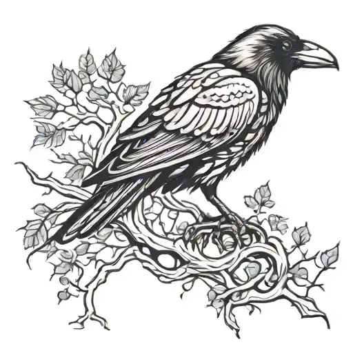 Raven And Tree Roots