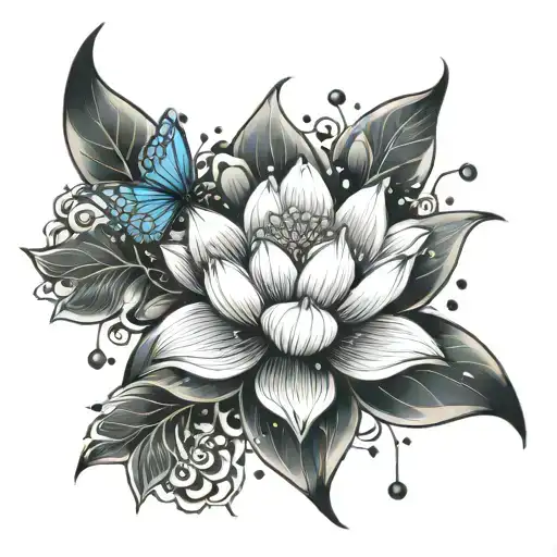 Lotus Flower Stars And Butterflies