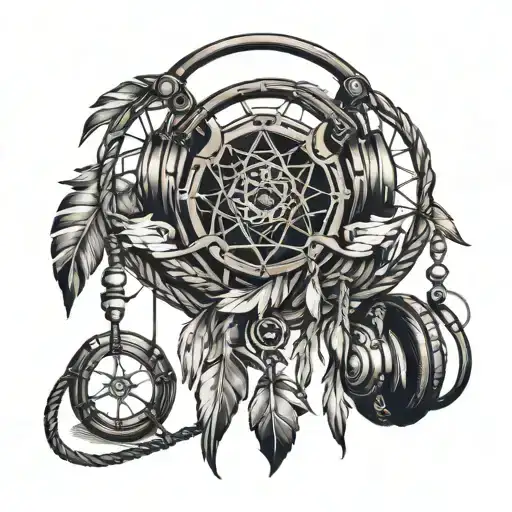 Dreamcatcher With A Small Areoplane And A Gaming Headphones For