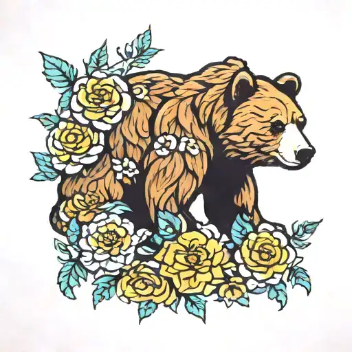 Bear And Marigolds