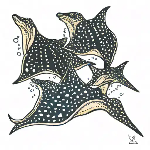 3 Spotted Eagle Rays Swimming Gracefully