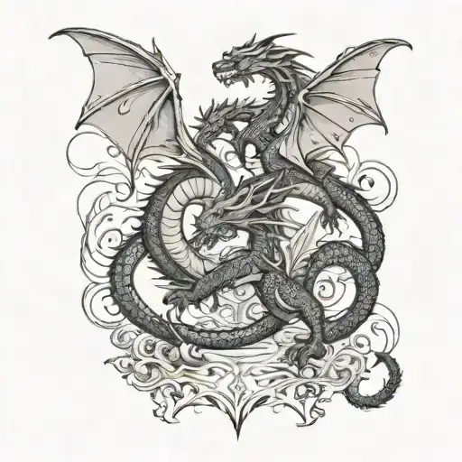 Dragon Fighting With Angel