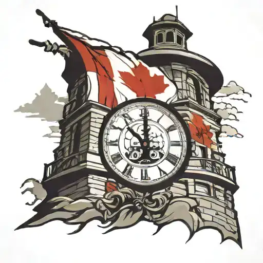 Canada Flag Pole Clock Tower