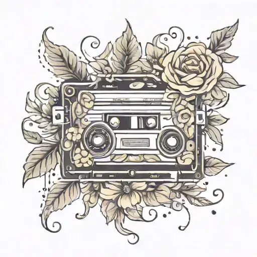 Incorporate A Cassette Tape With Floral Patterns And Veins In A Realistic Tattoo Design