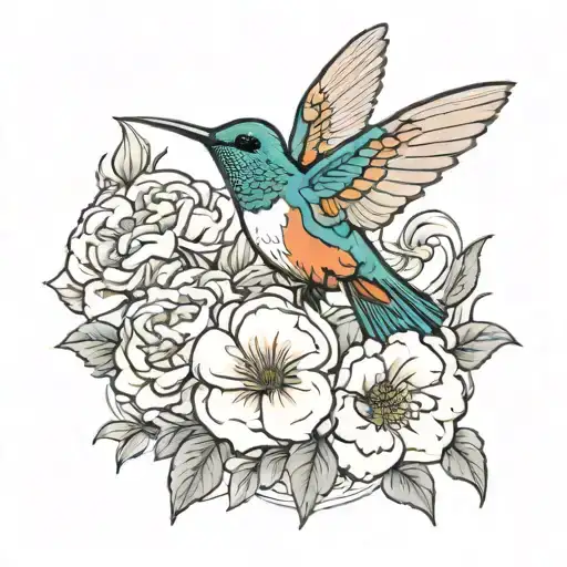 Hummingbird Laying A Carnation On A Grave That Says Granny