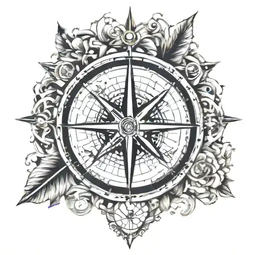 Compass Surrounded By Various