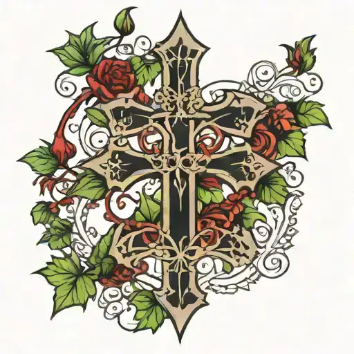 Gothic Cross With Ivy Vines
