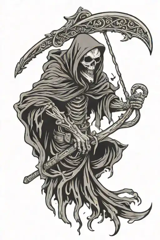 Grim Reaper Holding A Scythe