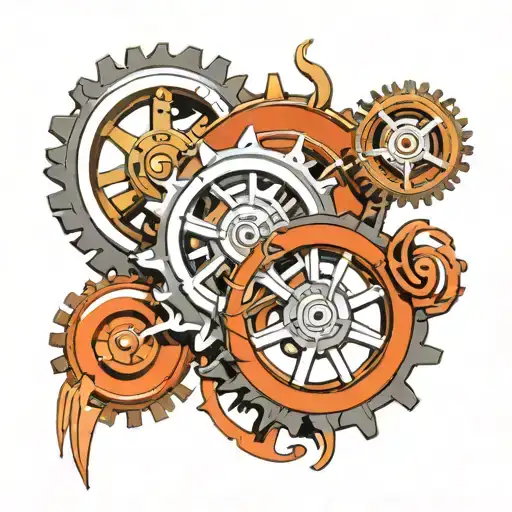 3 Different Size Mechanical Wheels Interlocked With Each Other