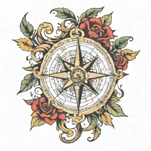 Compass With Vines And Leters Swtu