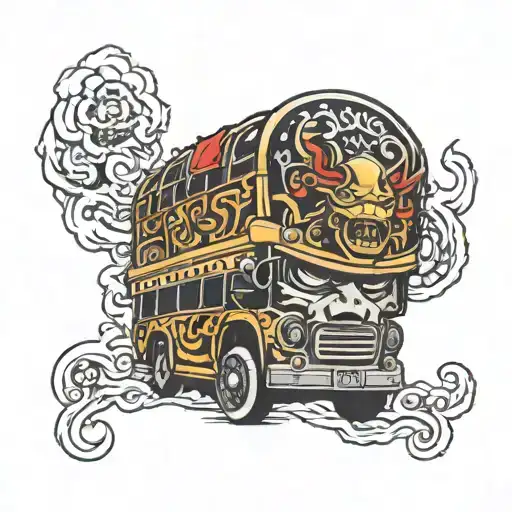 Bus With Samurai Helmet