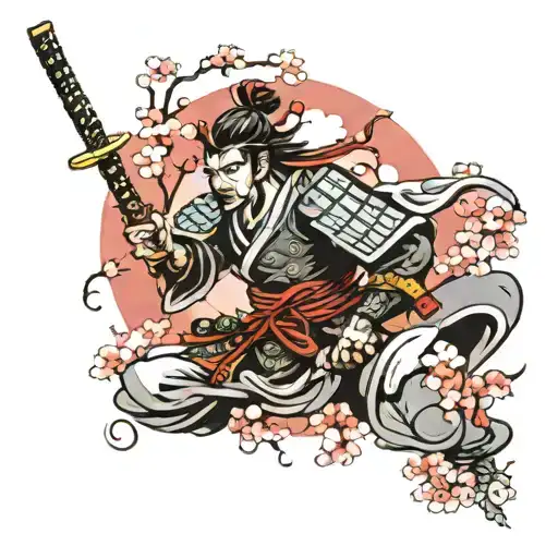 Samurai With A Cherry Tree