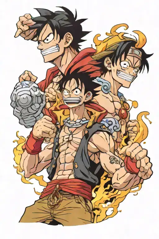 Luffy In Gear 5 Form With His Brother Fire Fist Ace Side By Side
