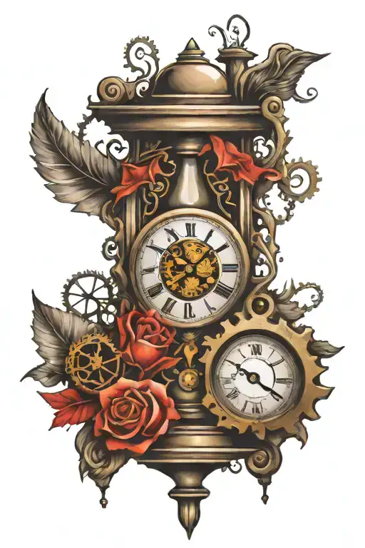 Hour Glass And Clock Gears