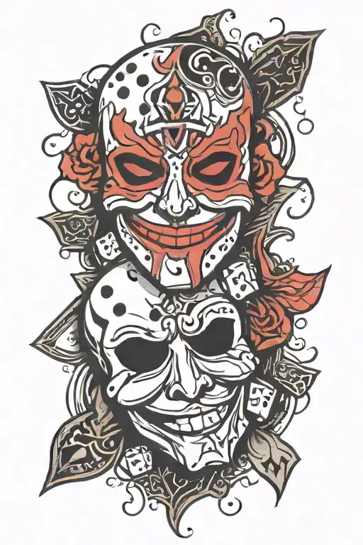 Rolling Dice And Happy Mask Sad Mask