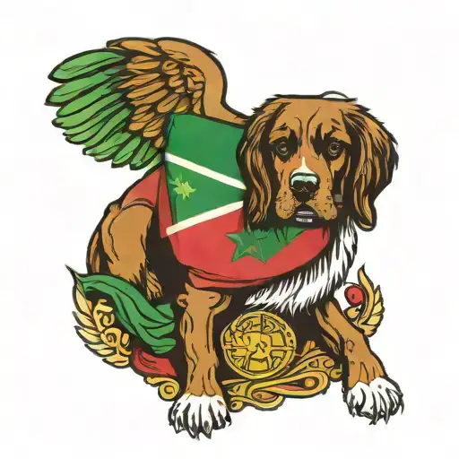 Suriname Flag With Dog With Angel Wings