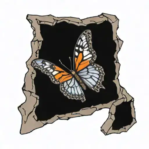 Butterfly On Broken Window