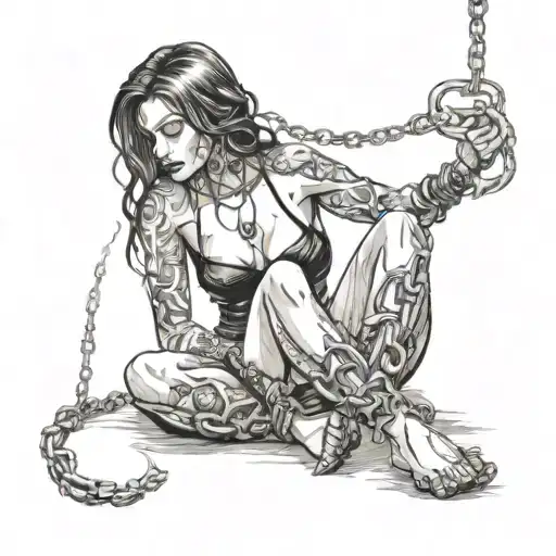 Submissive Slave Woman Chained Up