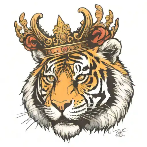 Tiger With A Crown On His Head