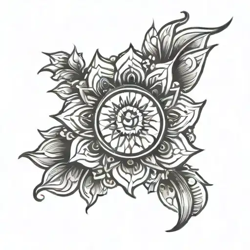 Kurdistan Sun With Flowers