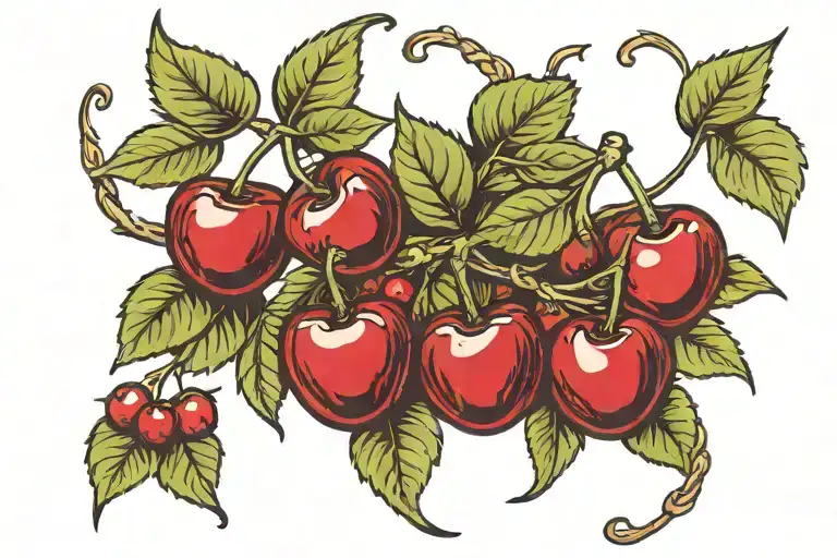 Cherries Along A Vine Thin Long