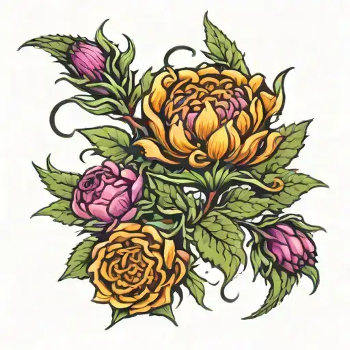 Thistle Honeysuckle And Aries Glyph