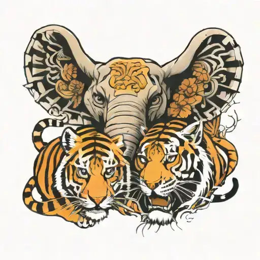 Elephant And Tiger