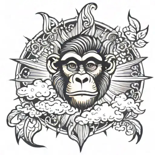 Monkey Face Sun Clouds