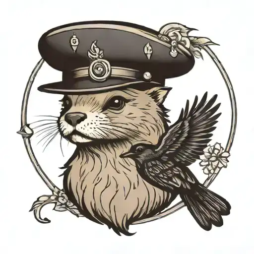 Otter Mooon With Flying Raven