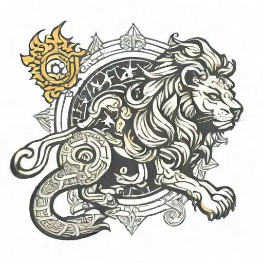 Lion With Lion Horoscope Symbol