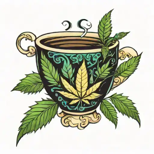 A Coffee Cup Morphing Into A Cannabis Leaf