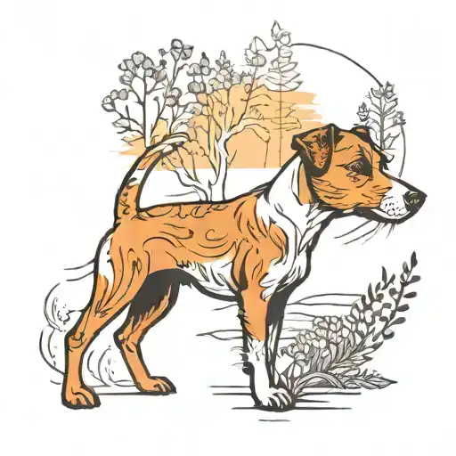 A Minimalist Silhouette Of A Jack Russell Terrier Enjoying A Nature Walk