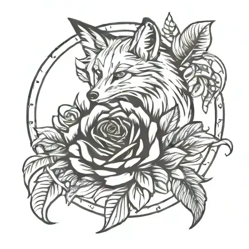 Feather Rose Clock Fox