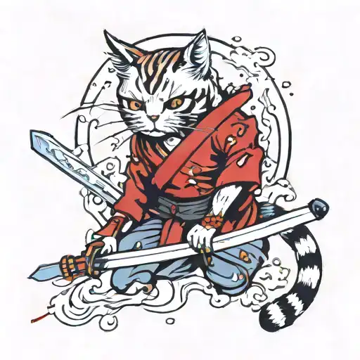 Cat With Katana Dripping Blood