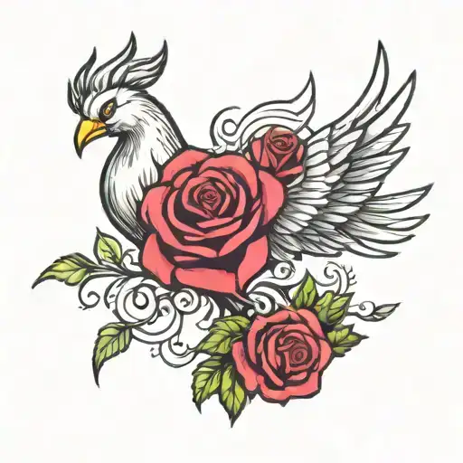 Rose With A Phoenix And A Crown
