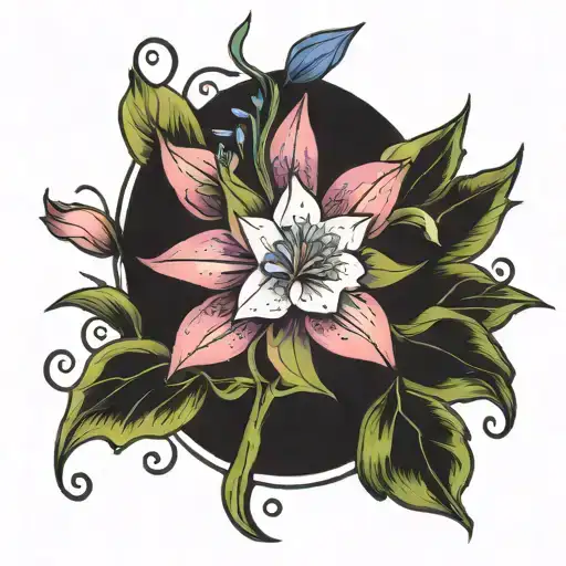 Larkspur And Water Lilly Flowers