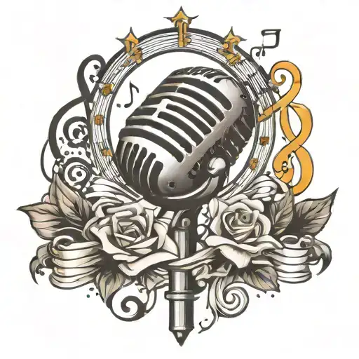 Music Microphone Surrounded By Musical Notes