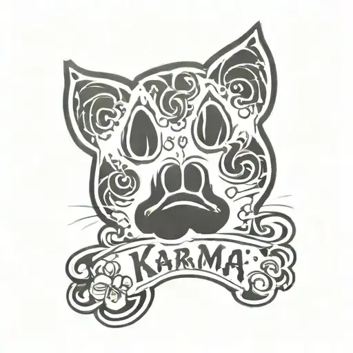 Cat Paw Print With Name Karma