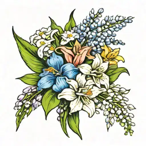 Larkspur Daffodil Carnation Gladolias Lily Of The Valley Flower Bouquet