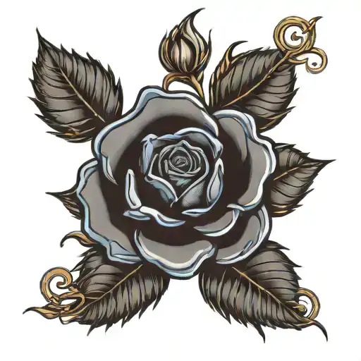 Black Rose Intertwined With Blue Rose