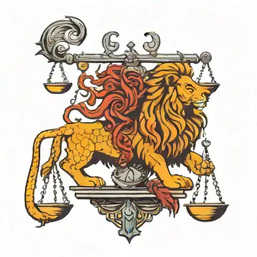 A Libra Scale Balancing A Lion And A Scorpion