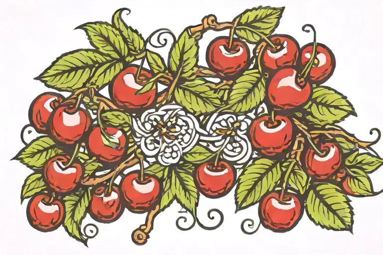 Cherries Along A Vine Simple And Long