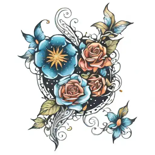 Outspace Galaxy Making Flowers