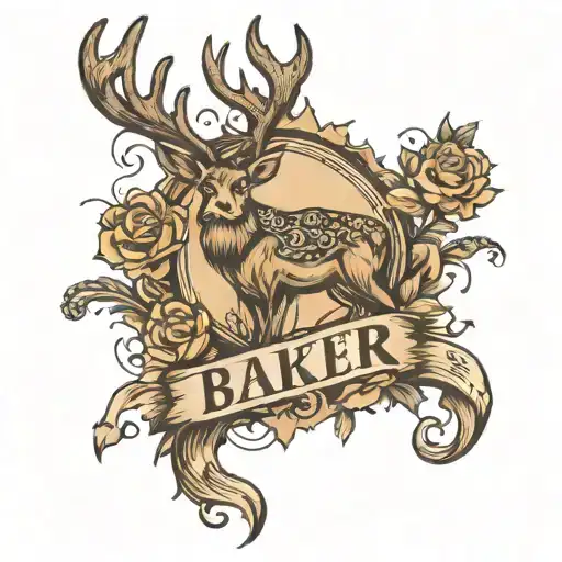 The Word Baker Going Down With 6 Deer Paw Prints On The Side