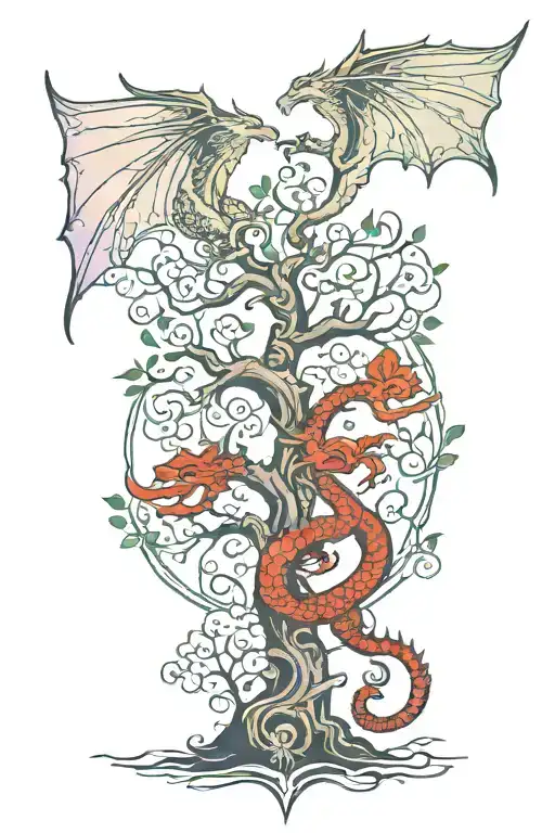 Tree Of Life Tattoo With A Dragon