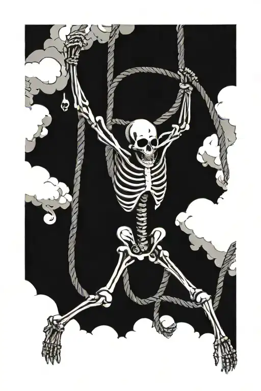 Skeleton Hanging From Noose With Middle Finger