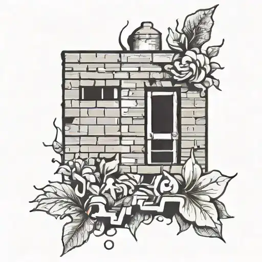 Blackout Tattoo Depicting A Brick Wall With Graffiti Art
