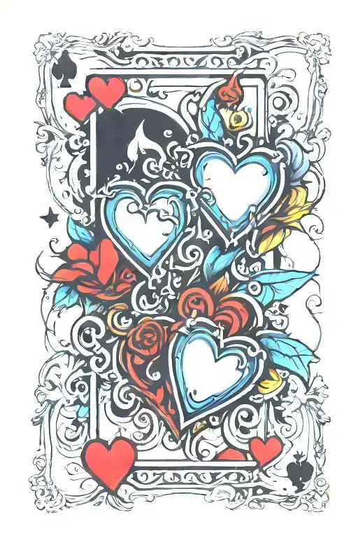 Ripped Rectangle Playing Card 2 Hearts