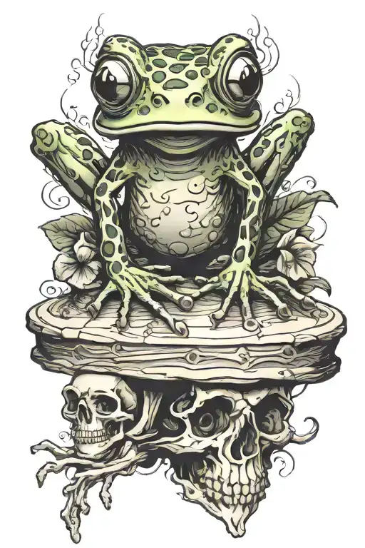 Frog On Skull In The Style Of Salvador Dali