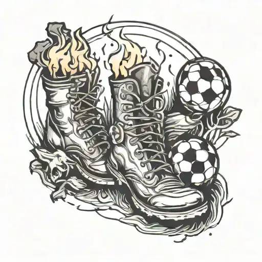 Football Boots Ball Made Friends Sitting Around A Campfire